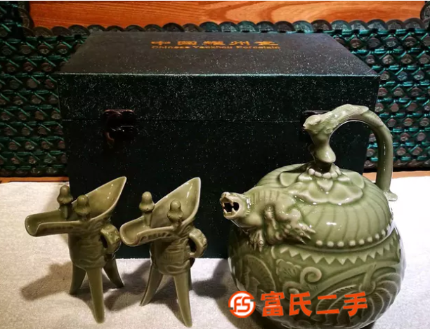 陕西仿古工艺品耀州窑瓷器倒流壶公道杯良心壶 公道杯